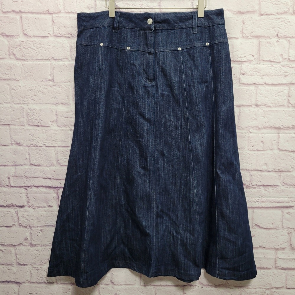 Cherry Krave Denim‎ Maxi A-Line Skirt Womens 16 Dark Blue Y2K Fairy Grunge Retro
